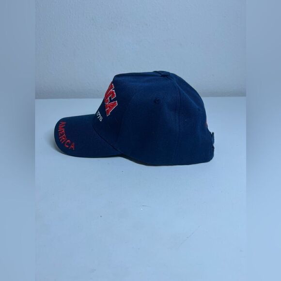 America Est. 1776 W Flag Blue Baseball Cap/Hat W/ America on side and Back OS - Picture 5 of 6